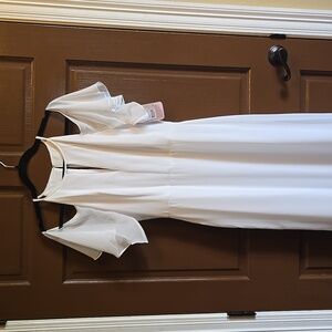 Thread-Ivory chiffon cold shoulder short sleeved long dress Sz 10 NWT.